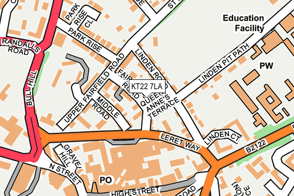 KT22 7LA map - OS OpenMap – Local (Ordnance Survey)