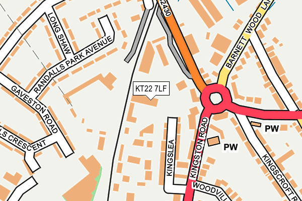 KT22 7LF map - OS OpenMap – Local (Ordnance Survey)