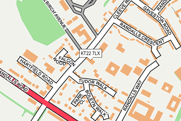 KT22 7LX map - OS OpenMap – Local (Ordnance Survey)