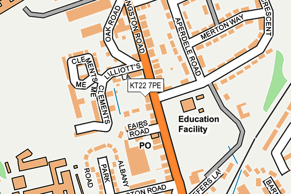 KT22 7PE map - OS OpenMap – Local (Ordnance Survey)