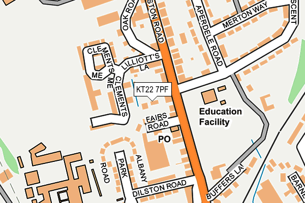 KT22 7PF map - OS OpenMap – Local (Ordnance Survey)