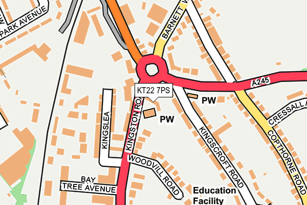 KT22 7PS map - OS OpenMap – Local (Ordnance Survey)