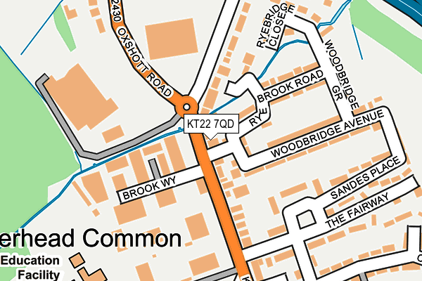KT22 7QD map - OS OpenMap – Local (Ordnance Survey)