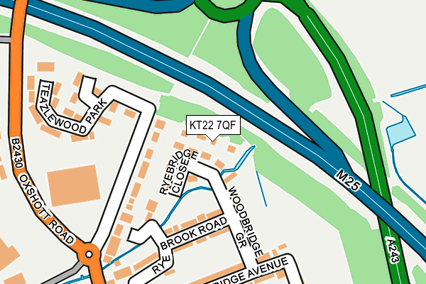 KT22 7QF map - OS OpenMap – Local (Ordnance Survey)