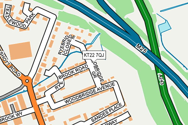 KT22 7QJ map - OS OpenMap – Local (Ordnance Survey)