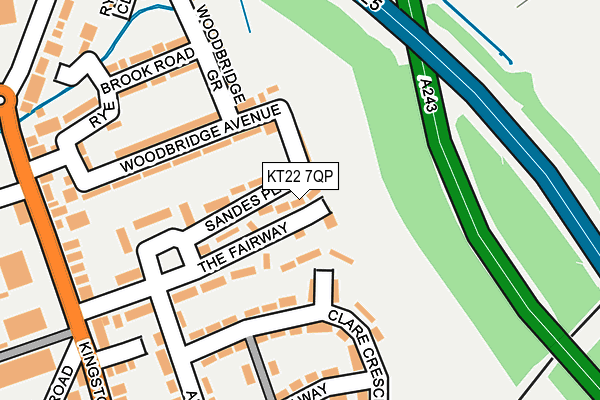 KT22 7QP map - OS OpenMap – Local (Ordnance Survey)