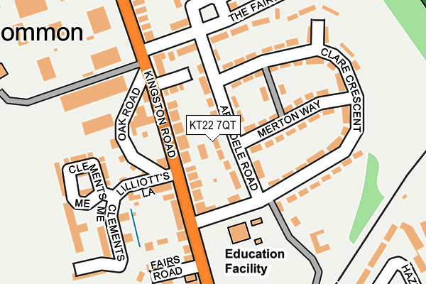 KT22 7QT map - OS OpenMap – Local (Ordnance Survey)