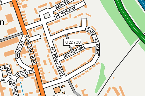 KT22 7QU map - OS OpenMap – Local (Ordnance Survey)