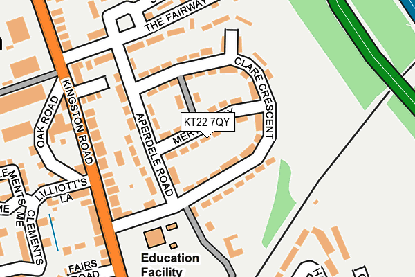 KT22 7QY map - OS OpenMap – Local (Ordnance Survey)