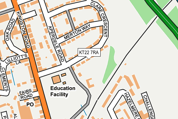 KT22 7RA map - OS OpenMap – Local (Ordnance Survey)
