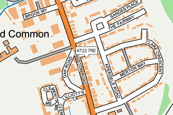 KT22 7RE map - OS OpenMap – Local (Ordnance Survey)