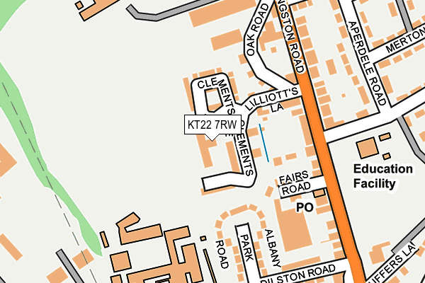 KT22 7RW map - OS OpenMap – Local (Ordnance Survey)