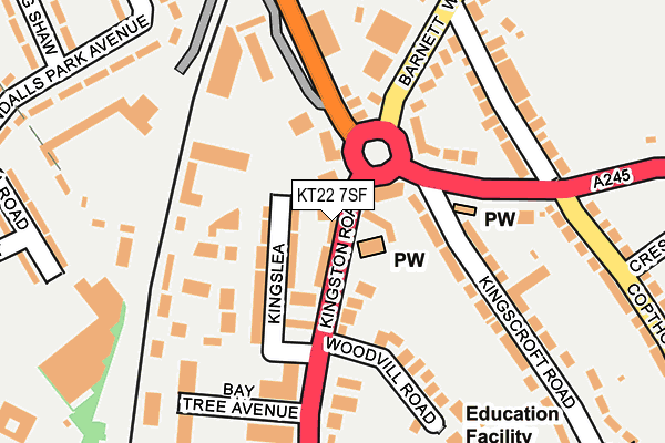 KT22 7SF map - OS OpenMap – Local (Ordnance Survey)