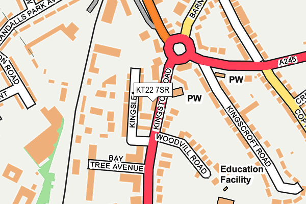 KT22 7SR map - OS OpenMap – Local (Ordnance Survey)
