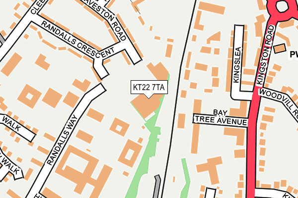 KT22 7TA map - OS OpenMap – Local (Ordnance Survey)