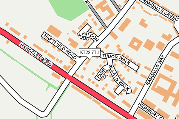 KT22 7TJ map - OS OpenMap – Local (Ordnance Survey)