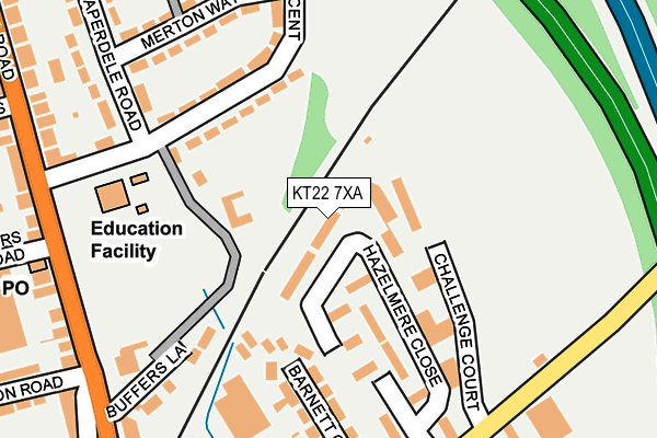 KT22 7XA map - OS OpenMap – Local (Ordnance Survey)