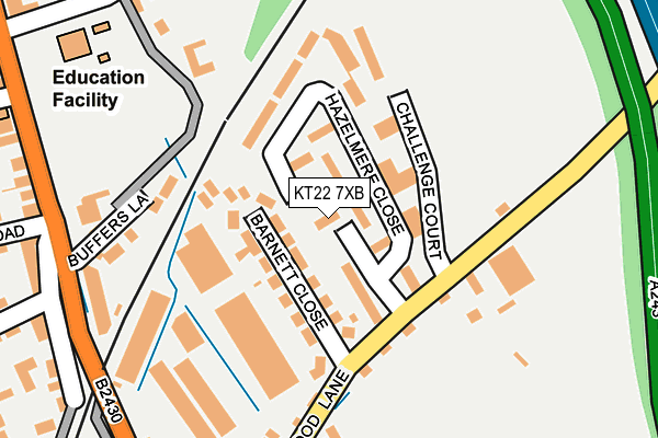 KT22 7XB map - OS OpenMap – Local (Ordnance Survey)