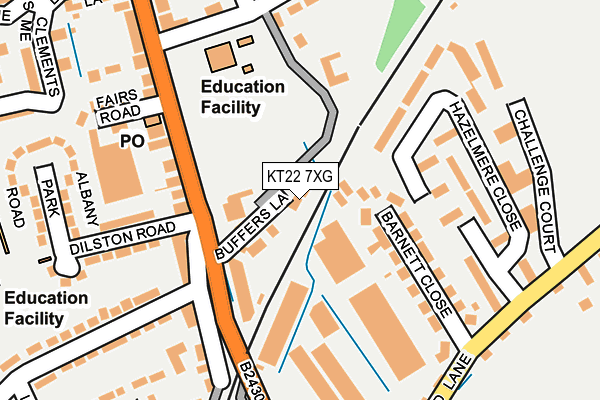 KT22 7XG map - OS OpenMap – Local (Ordnance Survey)
