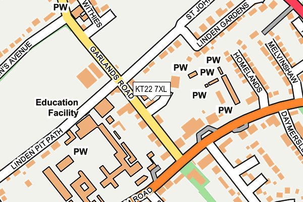 KT22 7XL map - OS OpenMap – Local (Ordnance Survey)