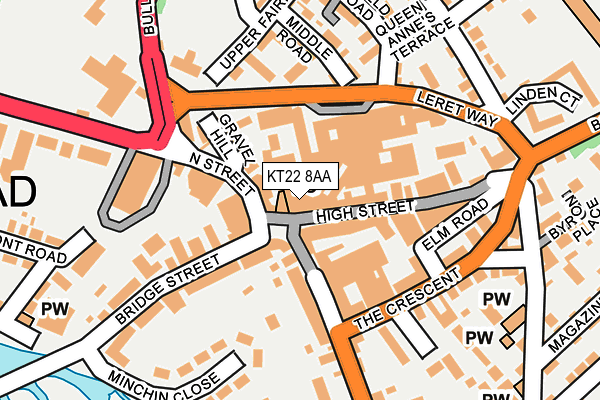 KT22 8AA map - OS OpenMap – Local (Ordnance Survey)