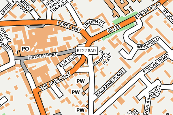 KT22 8AD map - OS OpenMap – Local (Ordnance Survey)