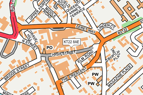 KT22 8AE map - OS OpenMap – Local (Ordnance Survey)