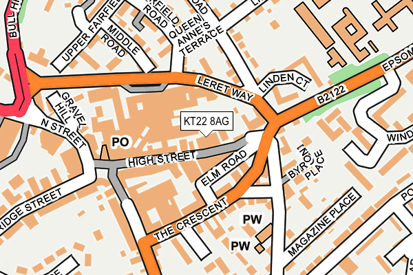 KT22 8AG map - OS OpenMap – Local (Ordnance Survey)