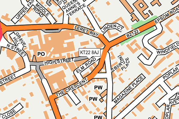 KT22 8AJ map - OS OpenMap – Local (Ordnance Survey)