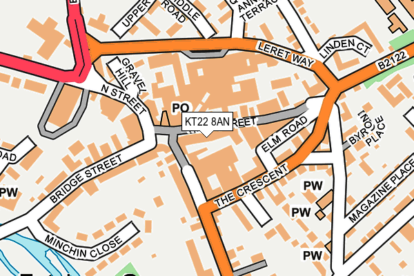 KT22 8AN map - OS OpenMap – Local (Ordnance Survey)