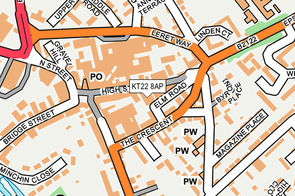 KT22 8AP map - OS OpenMap – Local (Ordnance Survey)