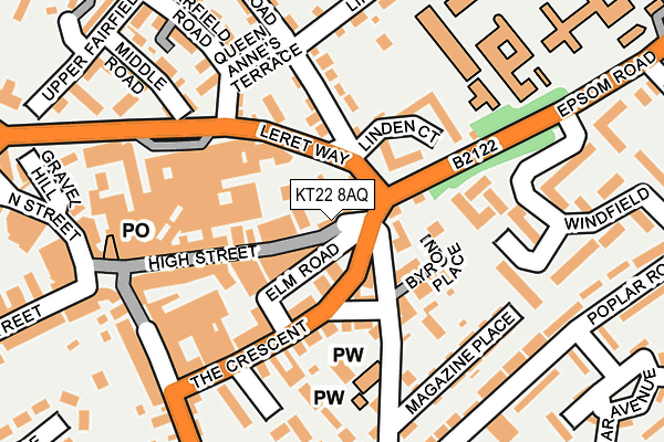 KT22 8AQ map - OS OpenMap – Local (Ordnance Survey)