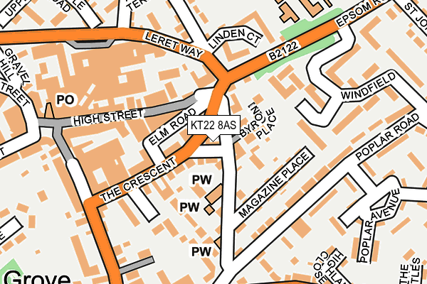 KT22 8AS map - OS OpenMap – Local (Ordnance Survey)