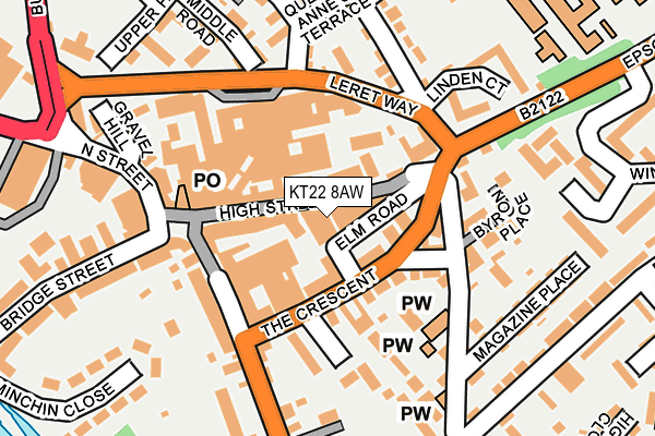 KT22 8AW map - OS OpenMap – Local (Ordnance Survey)