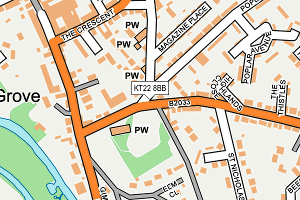 KT22 8BB map - OS OpenMap – Local (Ordnance Survey)