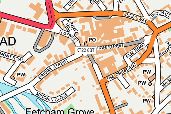 KT22 8BT map - OS OpenMap – Local (Ordnance Survey)