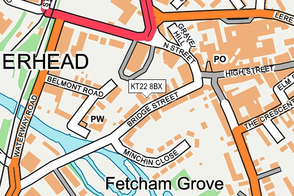 KT22 8BX map - OS OpenMap – Local (Ordnance Survey)