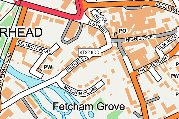 KT22 8DD map - OS OpenMap – Local (Ordnance Survey)