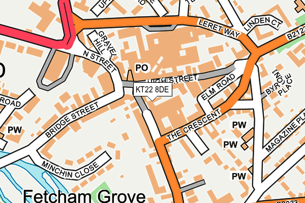 KT22 8DE map - OS OpenMap – Local (Ordnance Survey)