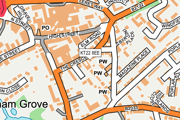 KT22 8EE map - OS OpenMap – Local (Ordnance Survey)
