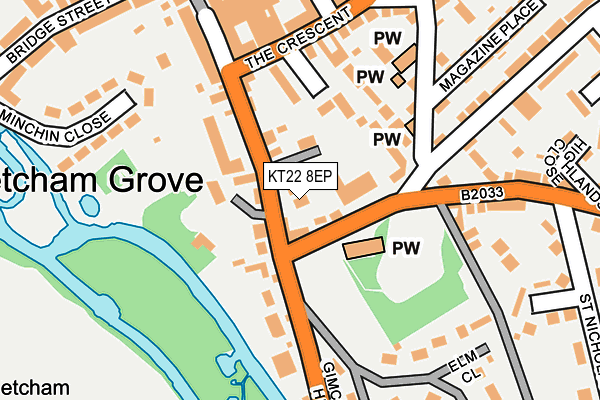 KT22 8EP map - OS OpenMap – Local (Ordnance Survey)