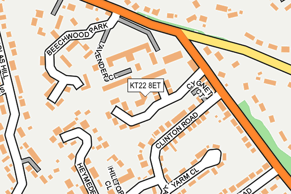 KT22 8ET map - OS OpenMap – Local (Ordnance Survey)