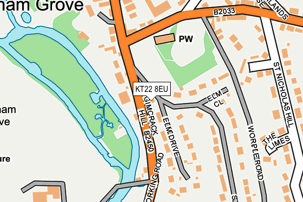 KT22 8EU map - OS OpenMap – Local (Ordnance Survey)