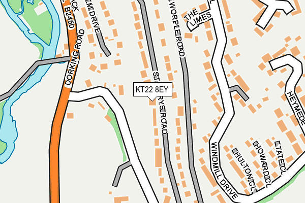 KT22 8EY map - OS OpenMap – Local (Ordnance Survey)