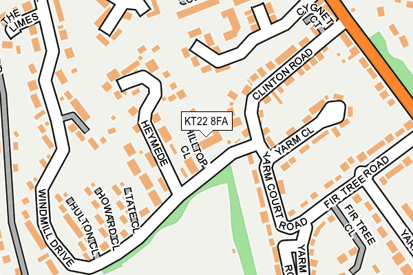 KT22 8FA map - OS OpenMap – Local (Ordnance Survey)