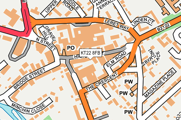 KT22 8FB map - OS OpenMap – Local (Ordnance Survey)