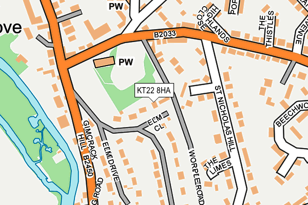 KT22 8HA map - OS OpenMap – Local (Ordnance Survey)