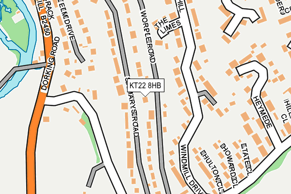 KT22 8HB map - OS OpenMap – Local (Ordnance Survey)