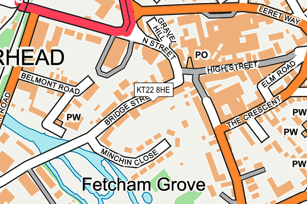 KT22 8HE map - OS OpenMap – Local (Ordnance Survey)