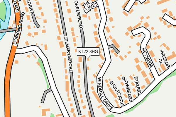 KT22 8HG map - OS OpenMap – Local (Ordnance Survey)